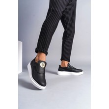Saklı Moda SLW161 Hippo Bağcıksız Cilt Erkek Günlük Sneaker Ayakkabı Bt Siyah
