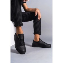Saklı Moda SLW152 Cool Bağcıklı Cilt Erkek Günlük Spor Klasik Ayakkabı St Siyah