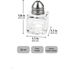 Kitchen Life Salty Cam 4'lü Tuzluk mini Küp 2 Kişilik Tuzluk Karabiberlik 20 ml  - Seti Paslanmaz Çelik Kapak