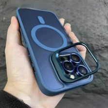 iPhone 16 Pro Uyumlu Kılıf 3D Metal Kamera Standlı Lens Koruyucu Hediyeli Arkası Mat Lüx Kapak