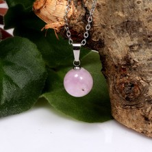 Taş Sandığı Kunzit Taşı Çelik Kolye - 10 mm