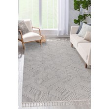 Bukleli Modern Iskandinav Gri Krem Makine Halısı Yolluk Antre Mutfak Salon Oturma Odası Koridor Sisal