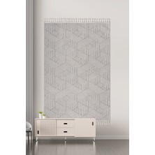 Bukleli Modern Iskandinav Gri Krem Makine Halısı Yolluk Antre Mutfak Salon Oturma Odası Koridor Sisal