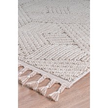 Bukleli Modern Iskandinav Gri Krem Makine Halısı Yolluk Antre Mutfak Salon Oturma Odası Koridor Sisal