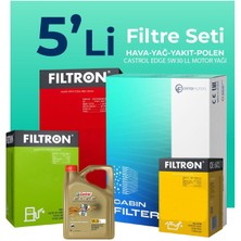 Filtron Opel Astra J 1.6 Dizel Filtre Bakım Seti Castrol Motor Yağlı (2013-2018) 5 Li