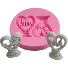 Tahtakale Toptancı Allah Muhammed Lafsı Silikon Kalıp Kalp 6x4.5 Cm