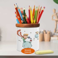 Çiçek Besleyen Küçük Prens Ahşap Seramik Kalemlik - 9926372