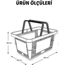 22 Litre Çift Saplı Market Sepeti Alışveriş Sepeti 5 Adet