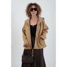 Zelish My Sister Camel Örme Kaşe Kapüşonlu Mont