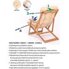 Exent 3 Kademeli Minderli Şezlong ve Sehpa Seti-Bej
