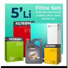 Filtron Kia Rio 1.5 Dizel Filtre Bakım Seti Castrol Motor Yağlı (2007-2011) 5 Li