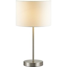 Nidage Krom Kaplamalı Kumaş Başlıklı Komidin ve Sehpa Üzeri Abajur