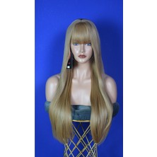 Beruflic Uzun Boy Fiber Sentetik Bebek Sarısı Perçemli Peruk