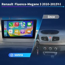 Renault Fluence Megane 3  2010-2015 YIL 2Gb Ram 32Gb Rom Hafıza Multimedya Android Sürüm 13 Kablosuz Carplay Navigasyon 9 Inç Ekran Çerçeveli ve arka görüş kameralı