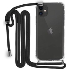 iPhone 11  Boyun Askılı Şeffaf Tank Kılıf Siyah
