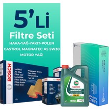 BOSCH Volvo S40 1.6 Dizel D2 Filtre Bakım Seti Castrol Motor Yağlı (2011-2012) 5 Li