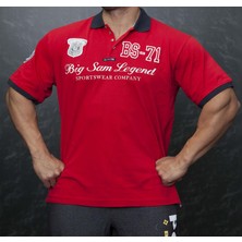 Polo Yaka Kırmızı Büyük Beden Tişört Big Sam 2834