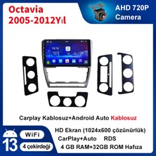 Volkswagen Skoda Octavia 2005-2012  Android Sürüm 13 Kablosuz Carplay Navigasyon Multimedya 10 Inç Ekran 2Gb Ram 32Gb Rom Hafıza