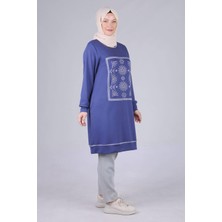 Ottoman Wear Büyük Beden Tunik Indigo OTW2051