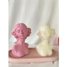 Loş Dükkan Kadın Biblo ve Kadın Mum + Organizer Dekoratif Tabaklı Set  ( 3 Parça )