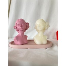 Loş Dükkan Kadın Biblo ve Kadın Mum + Organizer Dekoratif Tabaklı Set  ( 3 Parça )