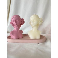 Loş Dükkan Kadın Biblo ve Kadın Mum + Organizer Dekoratif Tabaklı Set  ( 3 Parça )