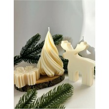 Loş Dükkan 3 Lü Yılbaşı Geyik -Kar Tanesi -  Spiral Girdap Mum - Dekoratif Mum - Yılbaşı Konsept Mumları