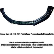 Nidage Honda Civic Fc5 2016-2021 Boyasız Plastik Typer Tampon Uyumlu 3 Parça Ön Lip