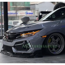 Nidage Honda Civic Fc5 2016-2021 Boyasız Plastik Typer Tampon Uyumlu 3 Parça Ön Lip