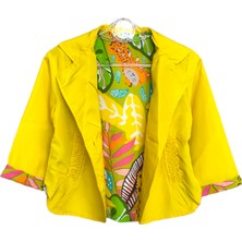 Little Tortoise Safari Desenli Renkli Astarlı Düğmeli Kız Bebek Mevsimlik Ceket