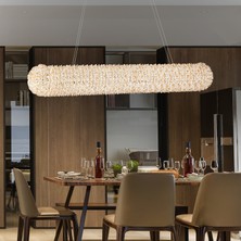 Apliqa Leman Sıralı Gold 40 Watt Kristal Taşlı Salon Sarkıt Avize