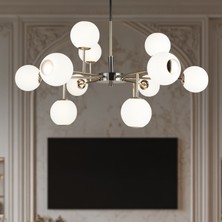 Apliqa Sofia 12'li Siyah Gold 100 Watt Yuvarlak Modern Oturma Odası, Salon Avize