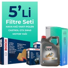 BOSCH Nissan Qashqai 2.0 Dizel Filtre Bakım Seti Castrol Motor Yağlı (2007-2013) 5 Li