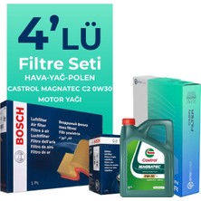 BOSCH Peugeot 308 1.6 Benzin Vti Filtre Bakım Seti Castrol Motor Yağlı (2008-2014) 4 Lü
