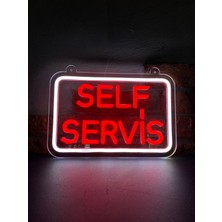 Neonite 'self Servis' Işıklı Neon LED Dekoratif Duvar Yazısı Tabelası (30X20CM)