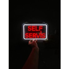 Neonite 'self Servis' Işıklı Neon LED Dekoratif Duvar Yazısı Tabelası (30X20CM)