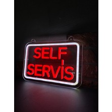 Neonite 'self Servis' Işıklı Neon LED Dekoratif Duvar Yazısı Tabelası (30X20CM)