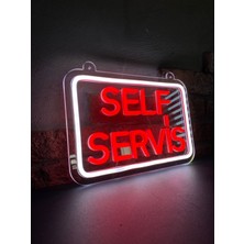 Neonite 'self Servis' Işıklı Neon LED Dekoratif Duvar Yazısı Tabelası (30X20CM)