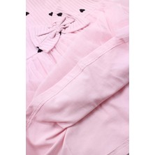 Pembe Renk Kalp Motifli Tütülü Kız Çocuk Elbisesi