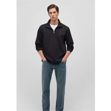 Mavı M0S10252-900 Sıyah Erkek Regular Yarım Fermuarlı Modellı Sweatshırt