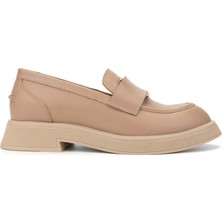 Tamer Tanca Kadın  Deri Bej Loafer Ayakkabı 1066 2305 Bn Ayk SK24-25 Nude Dr