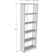 Asra Trend 5 Raflı (5 Bölmeli) Kitaplık Çalışma Odası Ofis Modern Dekoratif Kitaplık Akça Ağaç