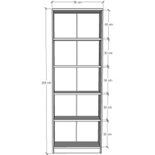 Asra Trend 5 Raflı (5 Bölmeli) Kitaplık Çalışma Odası Ofis Modern Dekoratif Kitaplık Akça Ağaç