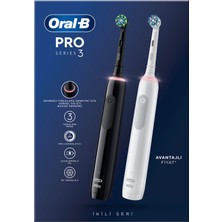 Oral-B Pro 3 - 3900 - Siyah Beyaz 2'li Elektrikli Diş Fırçası Seti