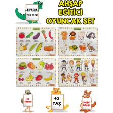 Hediyelen 4 Lü Set Ahşap Eğitici Öğretici Oyuncak Puzzle Yapboz Söktak +2 Yaş