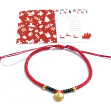 Funny Takı Hematit Doğaltaşlı Kırmızı Yeşil  Miyuki Round Boncuklu Pirinç Istiridye Yılbaşı Bileklik