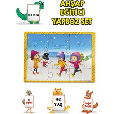 Hediyelen 3 Lü Set Eğitici Ahşap Yapboz Puzzle 12 Parçalı Oyuncak +2 Yaş Hayvanlar - Akvaryum - Çocuklar