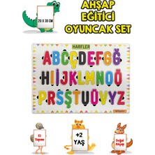 Hediyelen 4 Lü Set Ahşap Eğitici Öğretici Oyuncak Puzzle Yapboz Söktak +2 Yaş Harfler-Sayılar