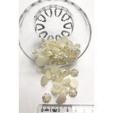 Krem Gül Desen Yarım İnci Boncuk