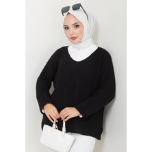 V Yaka Triko Kazak Siyah HM2527